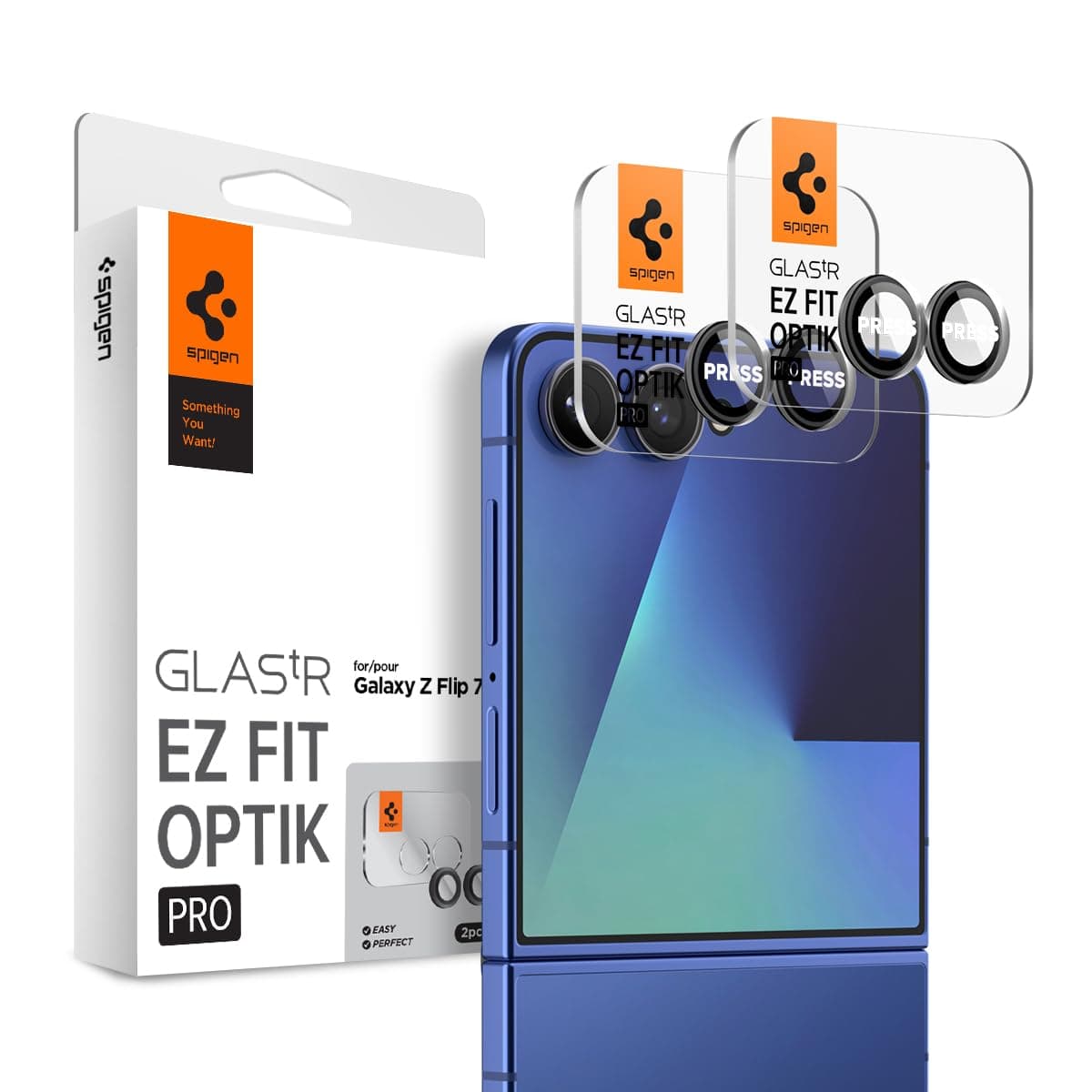 Spigen Camera Lens Screen Protector [GlasTR EZ Fit Optik Pro] Designed for Galaxy Z Flip 7 [Case Friendly] - 2 Pack
