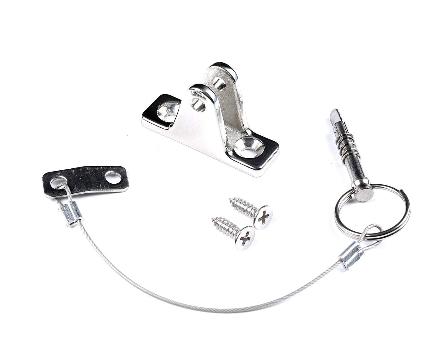 Mxeol Boat Bimini Top Deck Hinge w/Lanyard Quick Release Pin w/Screws Stainless Steel