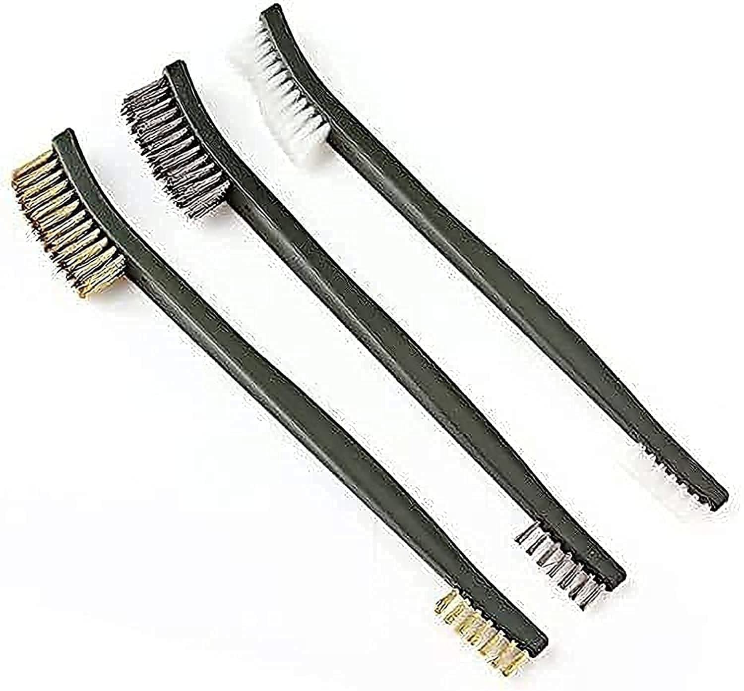 KASTWAVE Mini Wire Brush Set, Rust Paint Metal Cleaner, Welding Slag and Rust - 3 Pieces