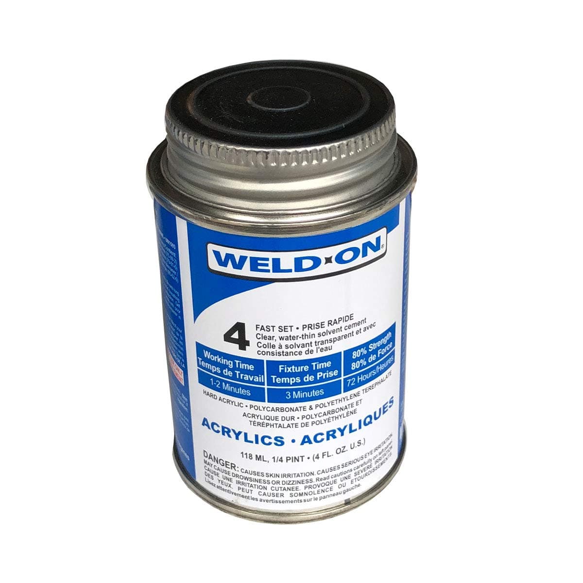 WELD-ON 16376 4 Acrylic Solvent Cement, Water-Thin and Fast Setting, Clear, 1/4 Pint (4 fl oz)