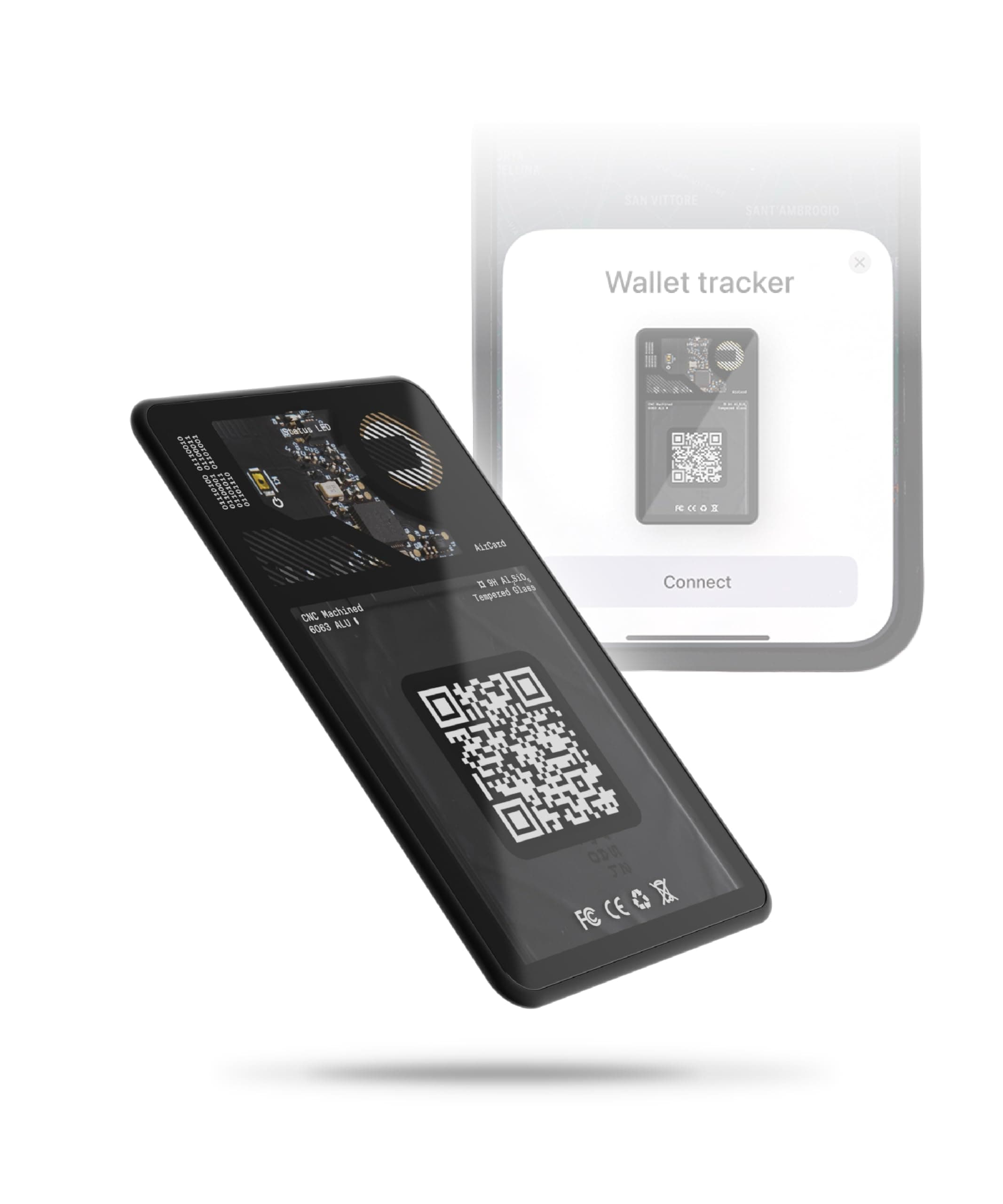 Aircard - Bluetooth Tracker Item Finder, NFC Tag + QR Code Business Card, Compatible with Apple Find My, Locator for Wallets, Luggages, Backpacks, Battery Life 2.5y, Ultra Slim 2.2mm