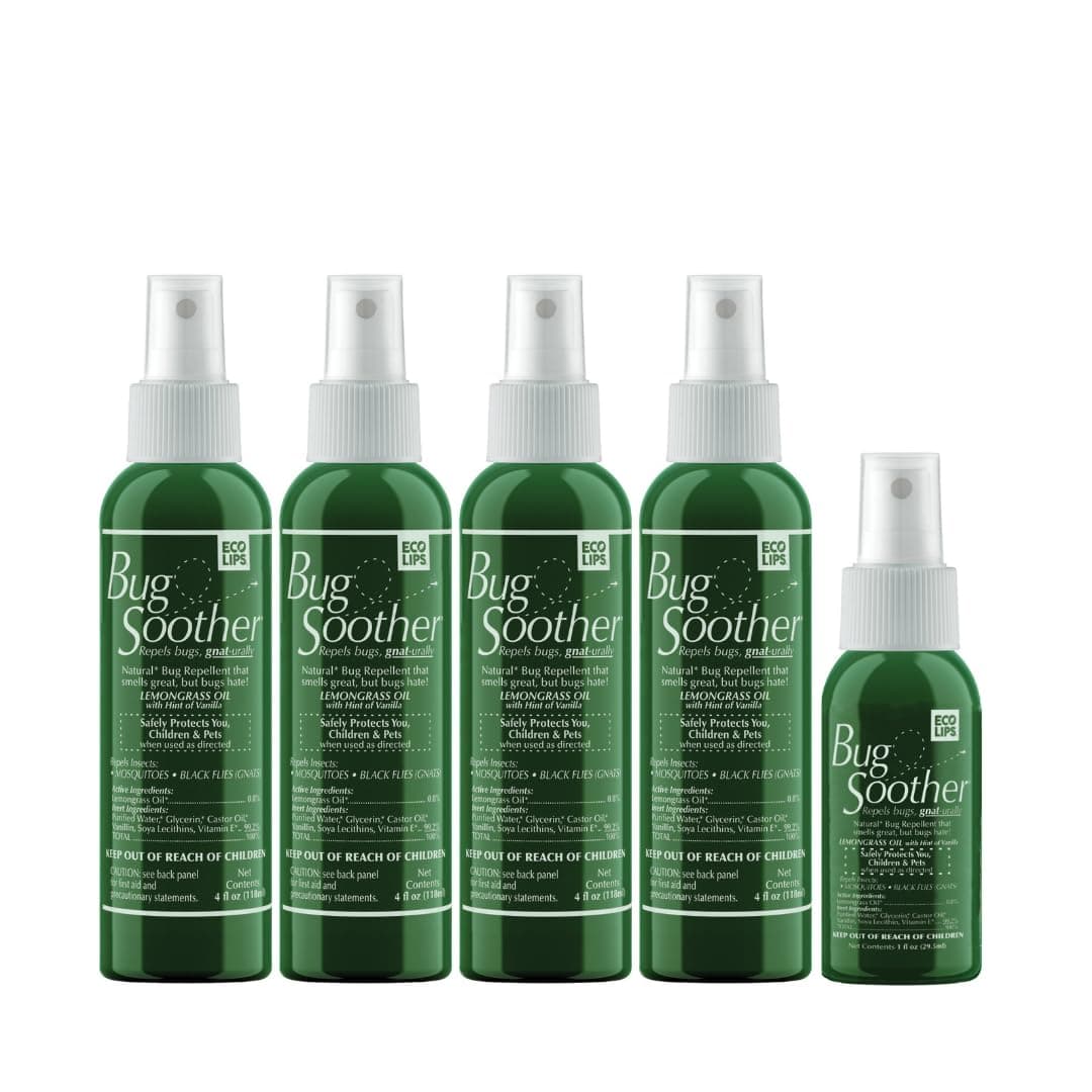 Bug Soother Spray (4 bottle, 2 oz) - Natural Mosquito, Gnat and Insect Deterrent & Repellent with Essential Oils - 100% DEET-Free Safe for Adults & Environment - Made in USA - Includes 1 bottle 1 oz