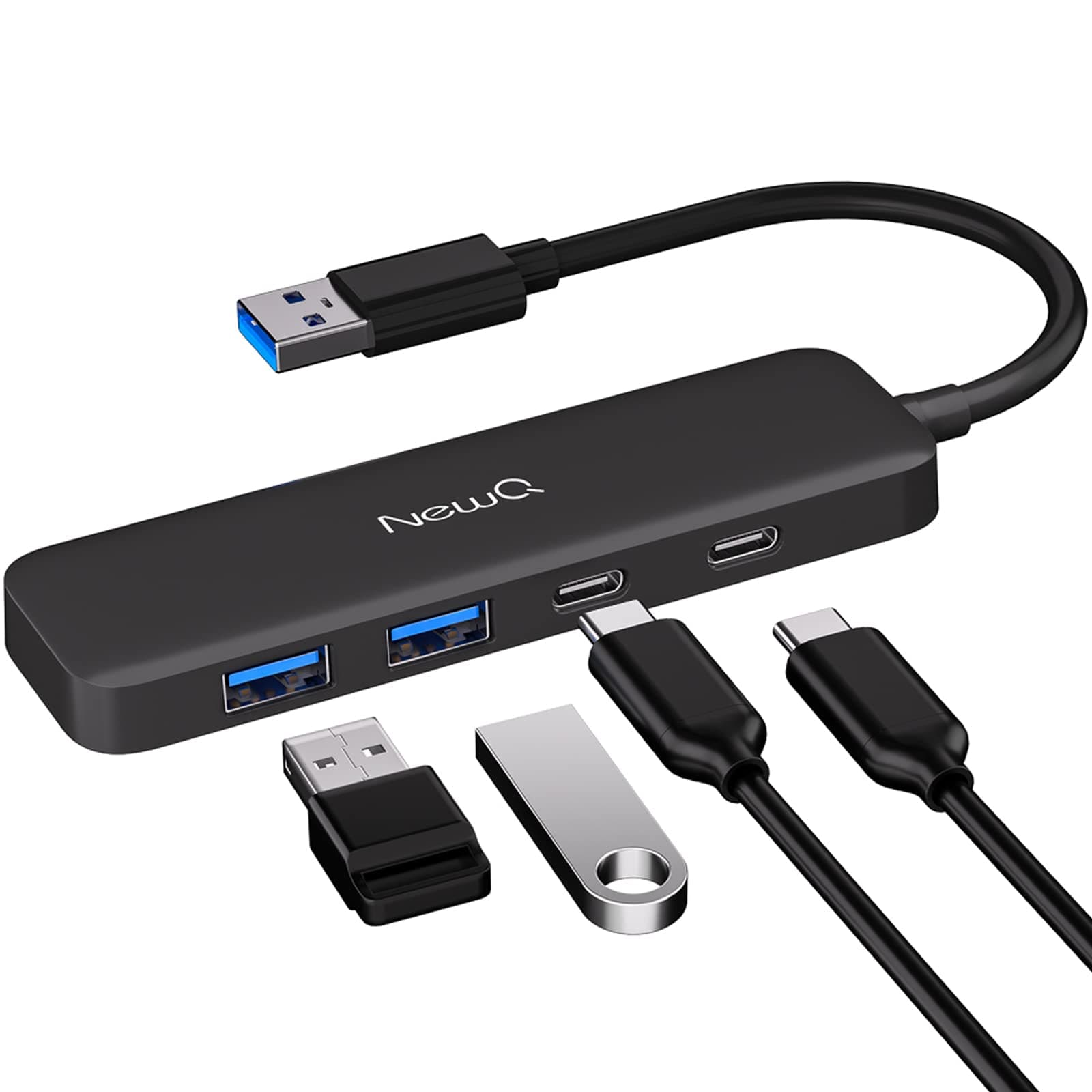 - Dual USB C USB A 3.0 Hub: USB Hub 4 Ports with 2* USB-C 3.0 and 2* USB-A 3.0, Ultra Slim Portable USB Splitter Adapter for Laptop, PS4, Flash Drive, HDD, Xbox, Printer, Mouse, Keyboard, Computer
