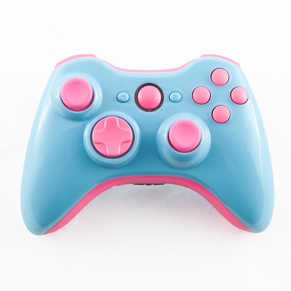 Glossy Light Blue with Pink Xbox 360 Controller Parts Kit