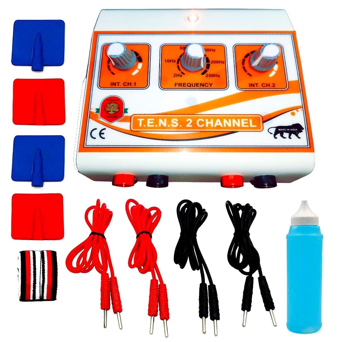 Physiotrack TENS 2 Channel Digital Machine | Dual Channel Physiotherapy Device for Pain Relief & Muscle Recovery | with Electrode Pads, Wires, Gel & Accessories