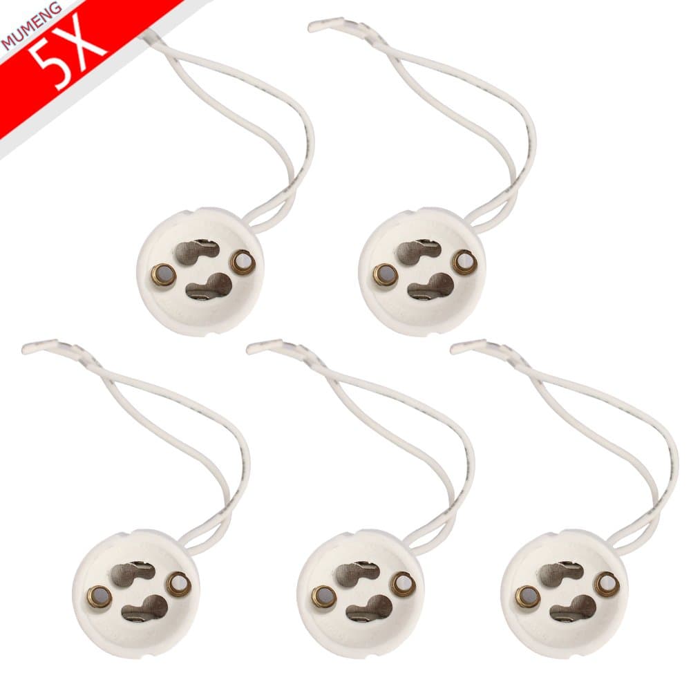 Gu10 Led Light Base Halogen Socket ,Ceramic lamp holder with wire,Fitting 100-250V,Ce Certification, 5PCS
