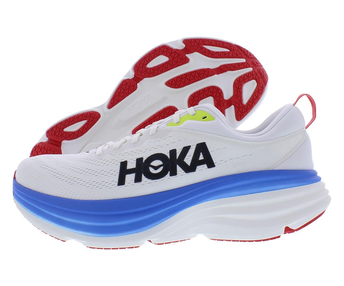 HOKA ONE ONE Bondi 8 Mens Shoes Size 12.5, Color: Blanc De Blanc/Virtual Blue