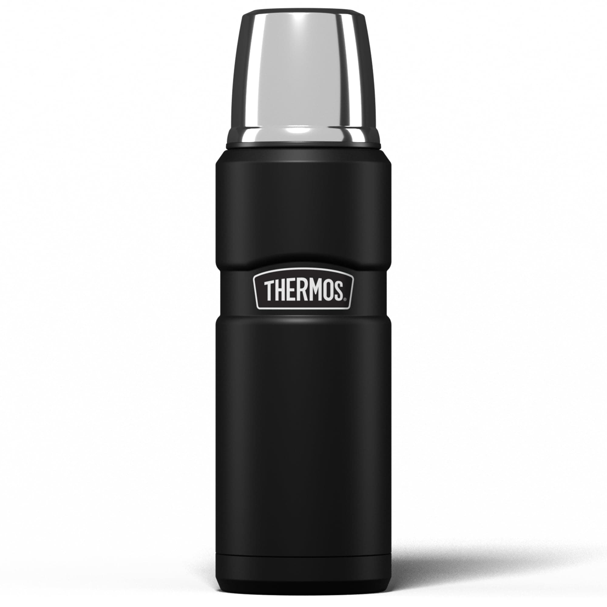 Thermos Stainless King 470ml Multi-Purpose Thermos Flask - Original-Style Flask can be used as Travel Mug or Insulated Water Bottle for Daily Commute & Weekend Adventures – Matt Black
