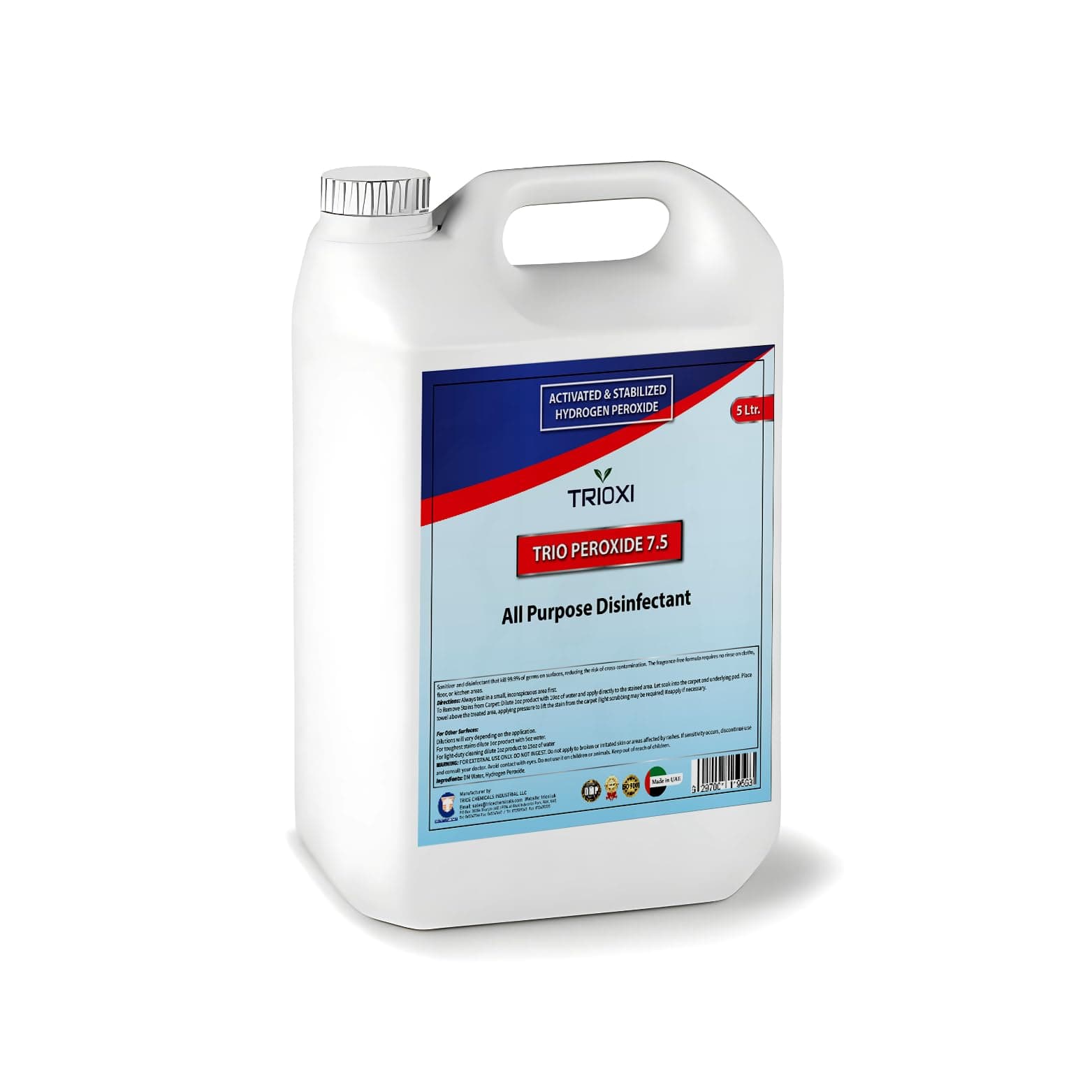 Trio Peroxide 7.5 Activated & Stabilized Hydrogen Peroxide All Purpose Disinfectant 5L