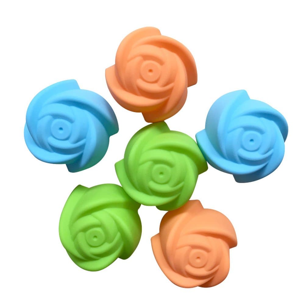 10X Silicone Rose Muffin Cookie Cup Cake Baking Mold Chocolate Maker Mould,7x7CM