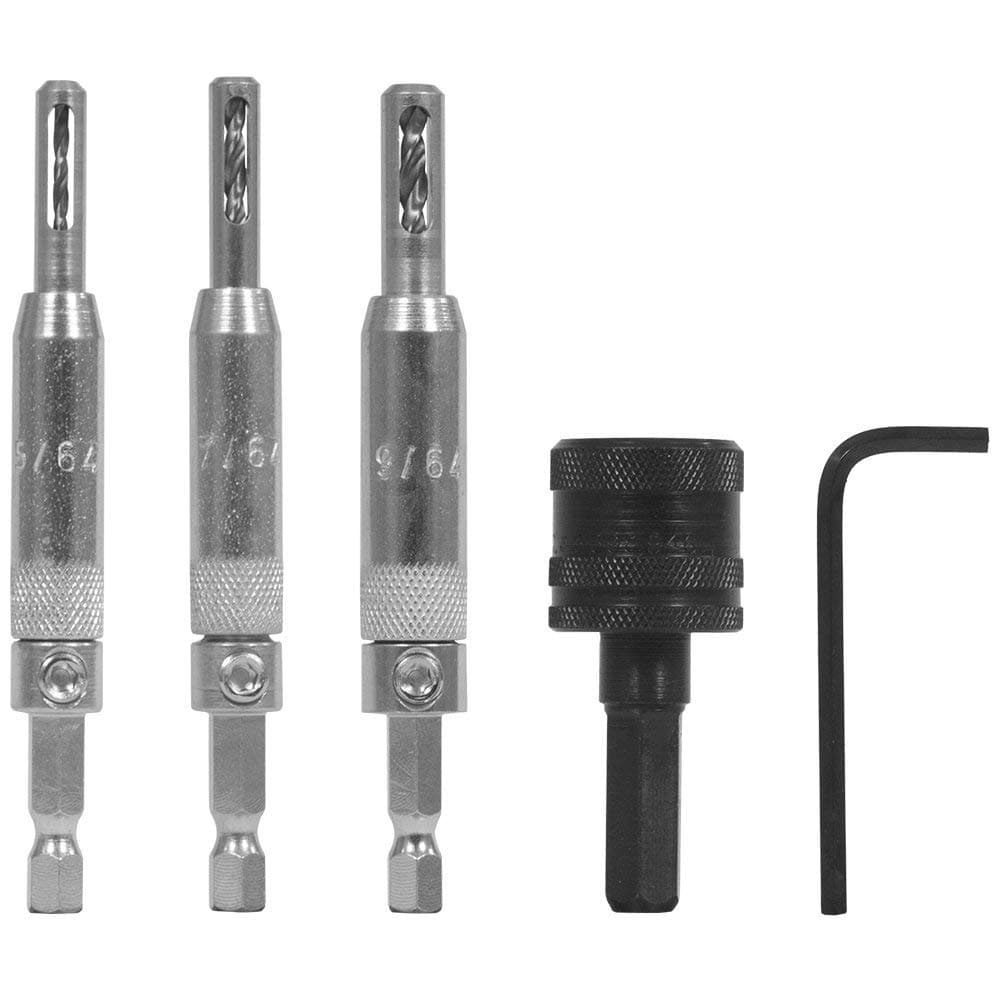 Tools 45400 - 3-Piece Self Centering Hinge Bits and Quick Change Chuck Set, #2/#6/#8 Soft Wood Screws and #4/#10 Hard Wood Screws, 1/8" Hex Key, 1/4-Inch Hex Power Bit Shank