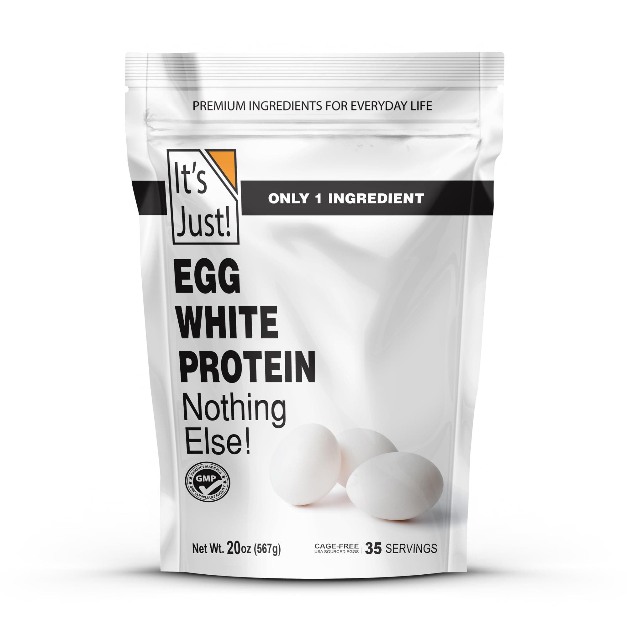 It's Just! - Egg White Protein Powder, Dried Egg Whites Protein, Meringue Ingredient, Non-GMO, USA Farms, Unflavored (20oz)