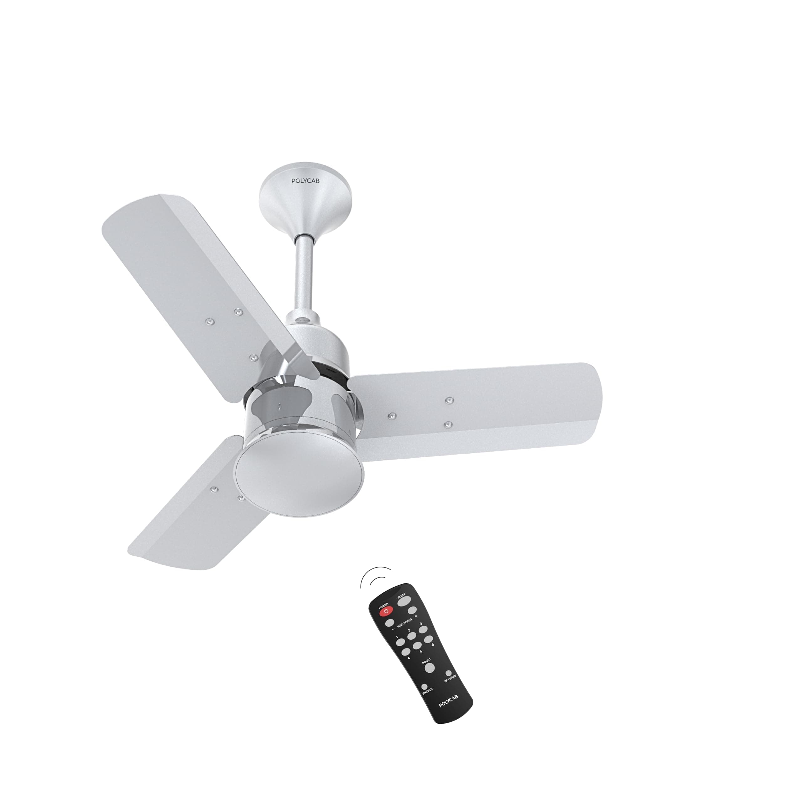 Polycab Silencio Mini 600mm 5-Star BLDC, Remote Ceiling fan for home | 55% Energy Saving, 100% Copper, High Speed, 25 Speed Setting, Reversable & Timer | 4-yr Warranty【Cool Grey】