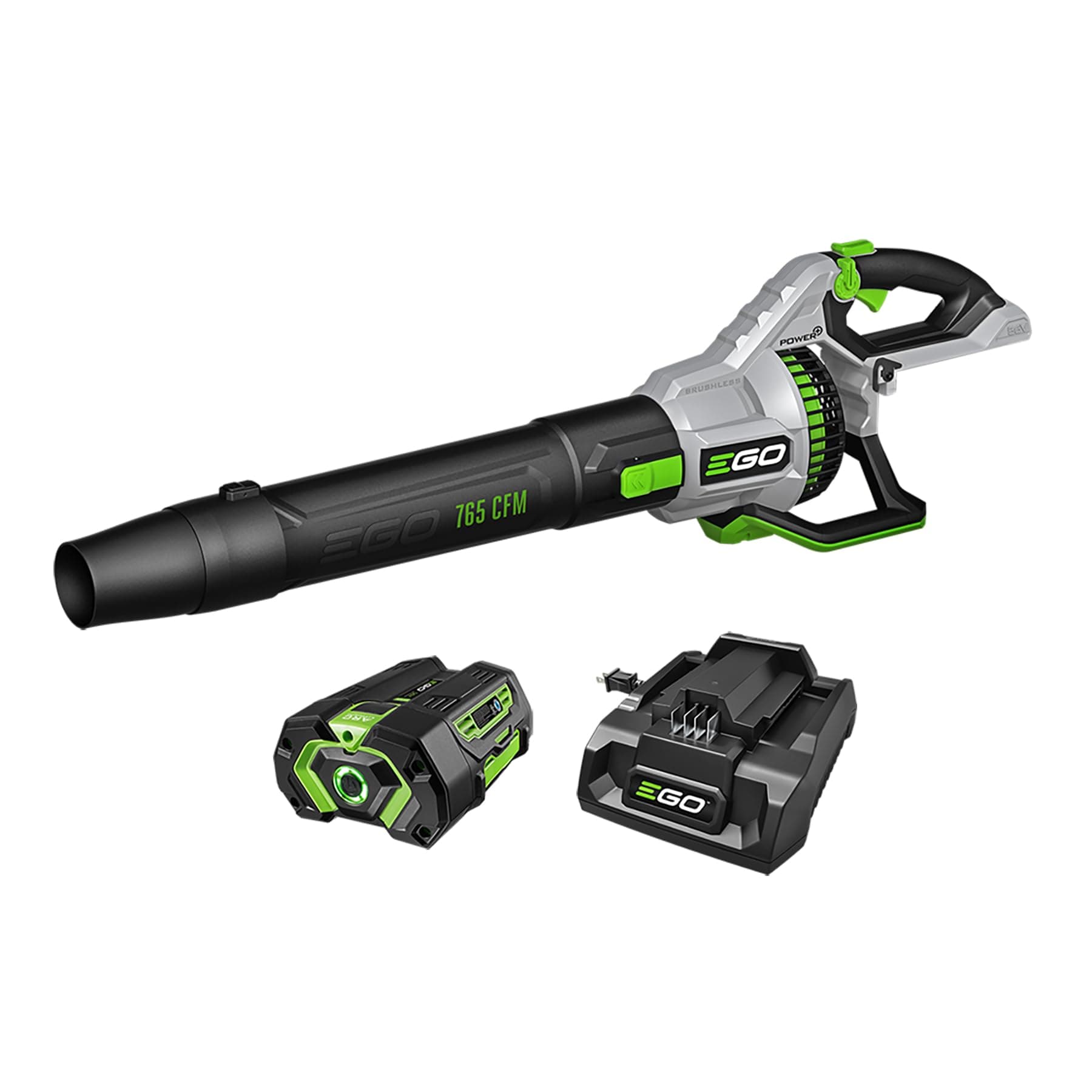 Power+ LB7654 765 CFM Variable-Speed 56-Volt Lithium-ion Cordless Leaf Blower 5.0Ah Battery and Charger Included, Black
