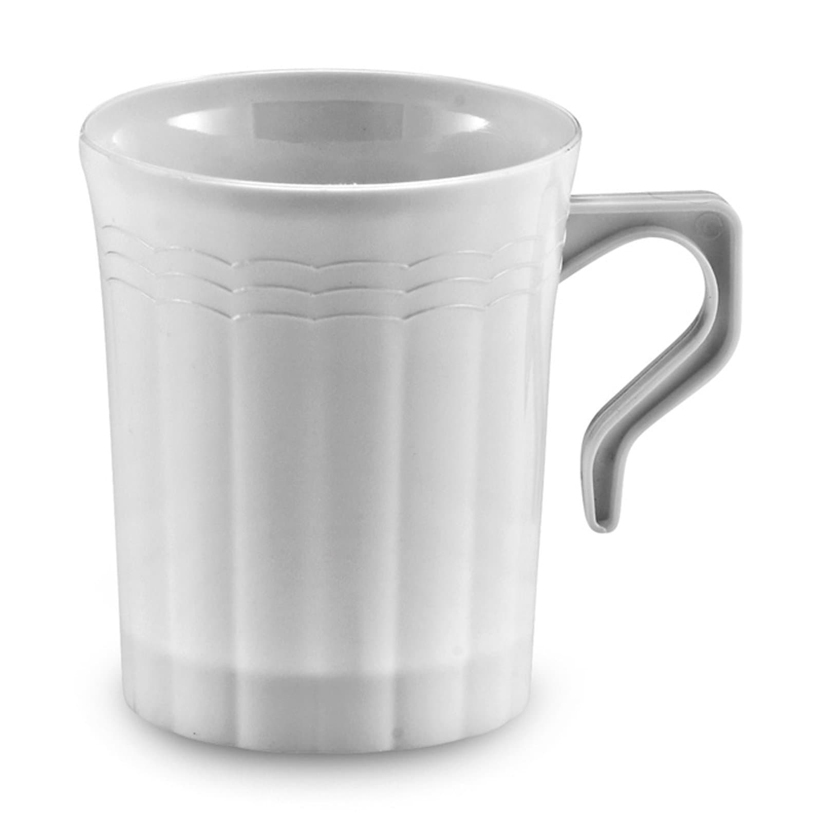 White Round Premium Plastic 8 oz. Coffee Mugs Party Accessory