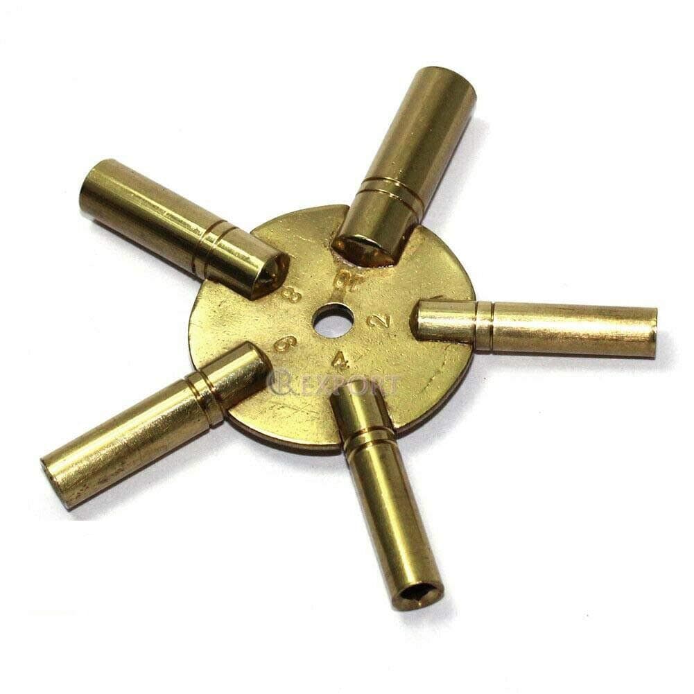 ATAR Clock Winder 5 Prong Clock Winding Key Brass Even Numbers Sizes 2, 4, 6, 8, 10 ATCW1.