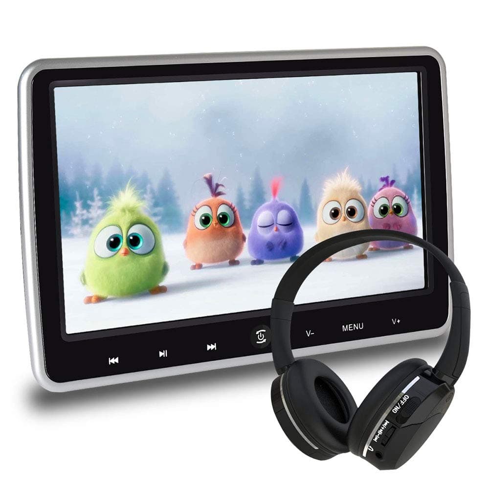 Refined Version 10.1" Car Headrest Video Player Portable Digital HD TFT LCD Headrest DVD Player Car Multimedia Wide Screen Display Player Headrest Monitor with HDMI and Remote Control