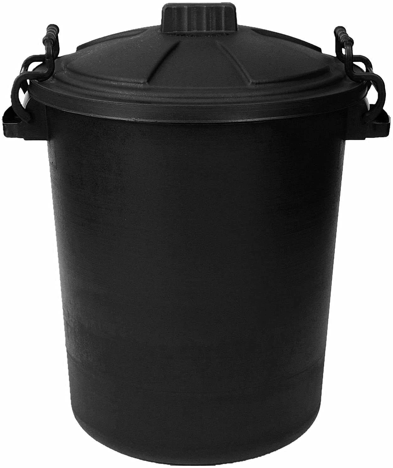 80/85L HEAVY DUTY BLACK PLASTIC RUBBISH REFUSE BIN WASTE W/LOCKING LID