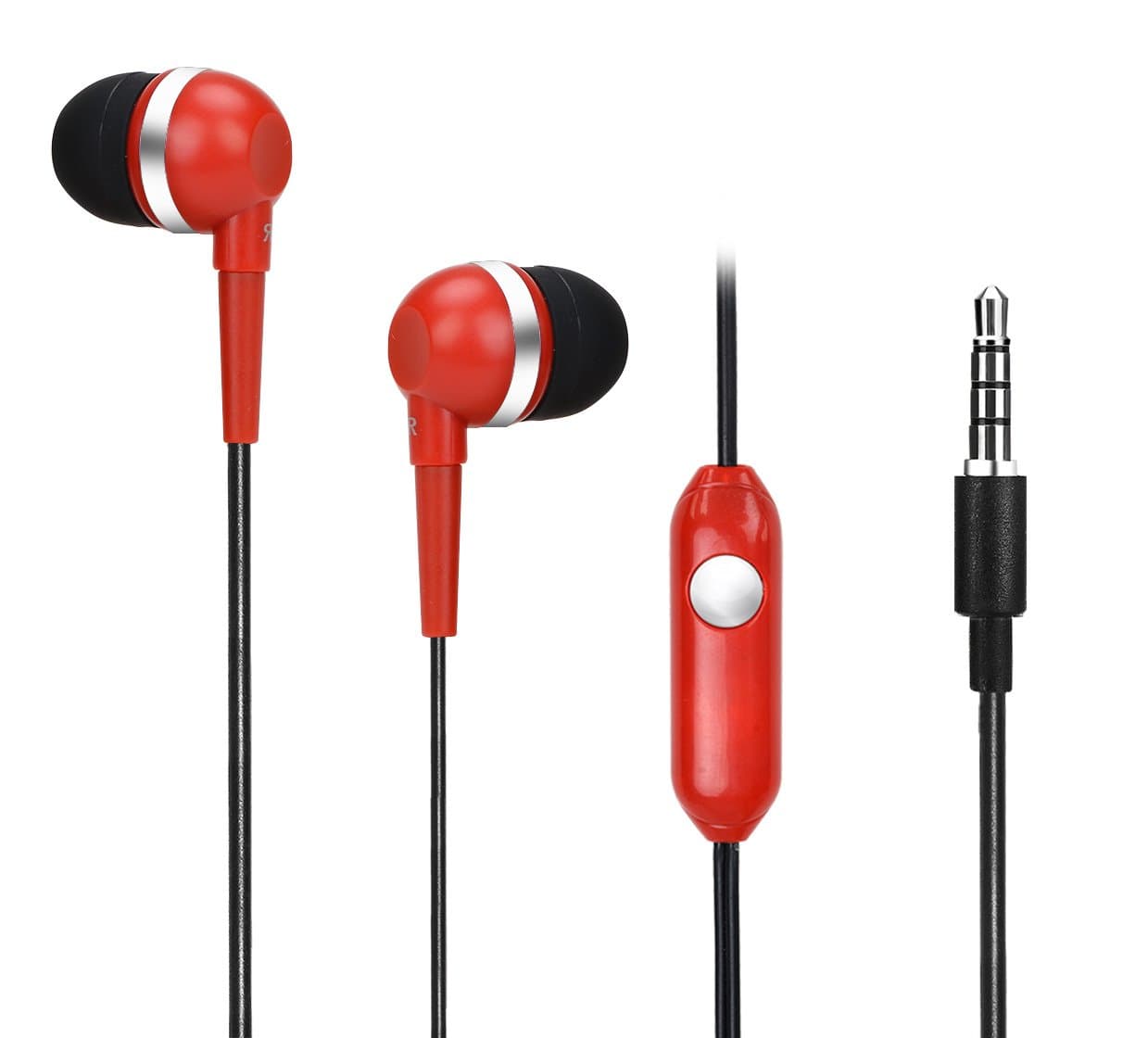 SX-3511 High Performance Earphones with Inline Universal Microphone and 1-Button Call Suitable for All iPhones Samsung Mobiles Tablets MP3 Players and More (Red/Black)