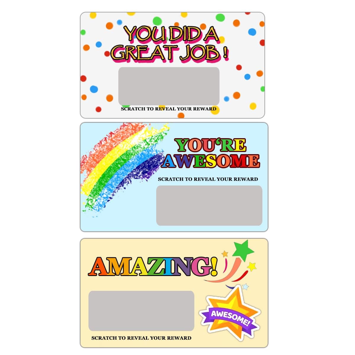 DIY Scratch Off Prizes for Students,Back to School Recognition Rewards Cards for Teacher Classroom School Supplies,3.5x2 Inch,60 Pcs