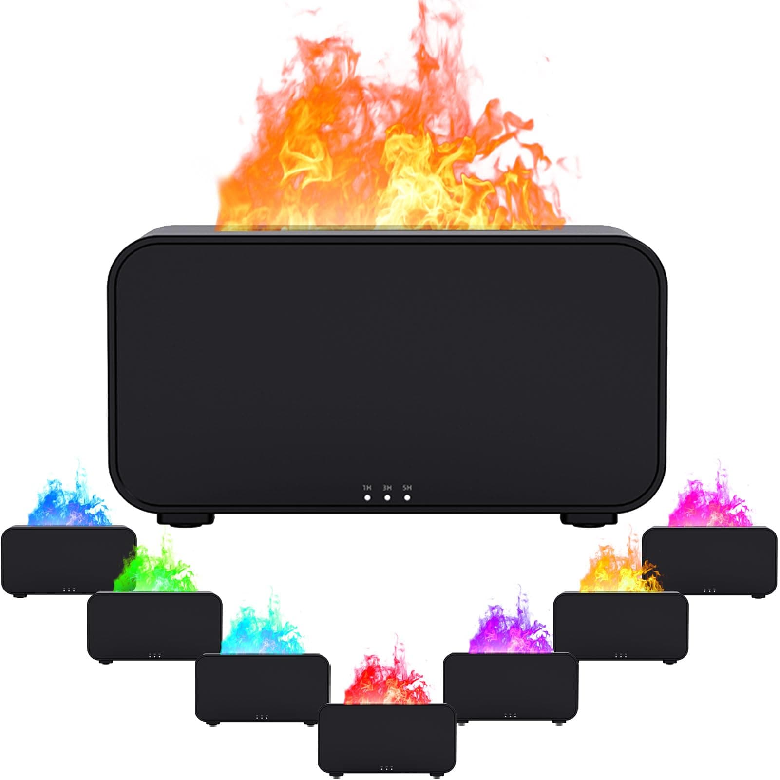 Essential Oil Diffuser, 7 Colour Lights Flame Aromatherapy Diffuser, Oil Diffuser, Air Humidifier, Aroma Diffusers for Home, Bedroom, Office, Yoga, Timer & Waterless Auto Off 120ml