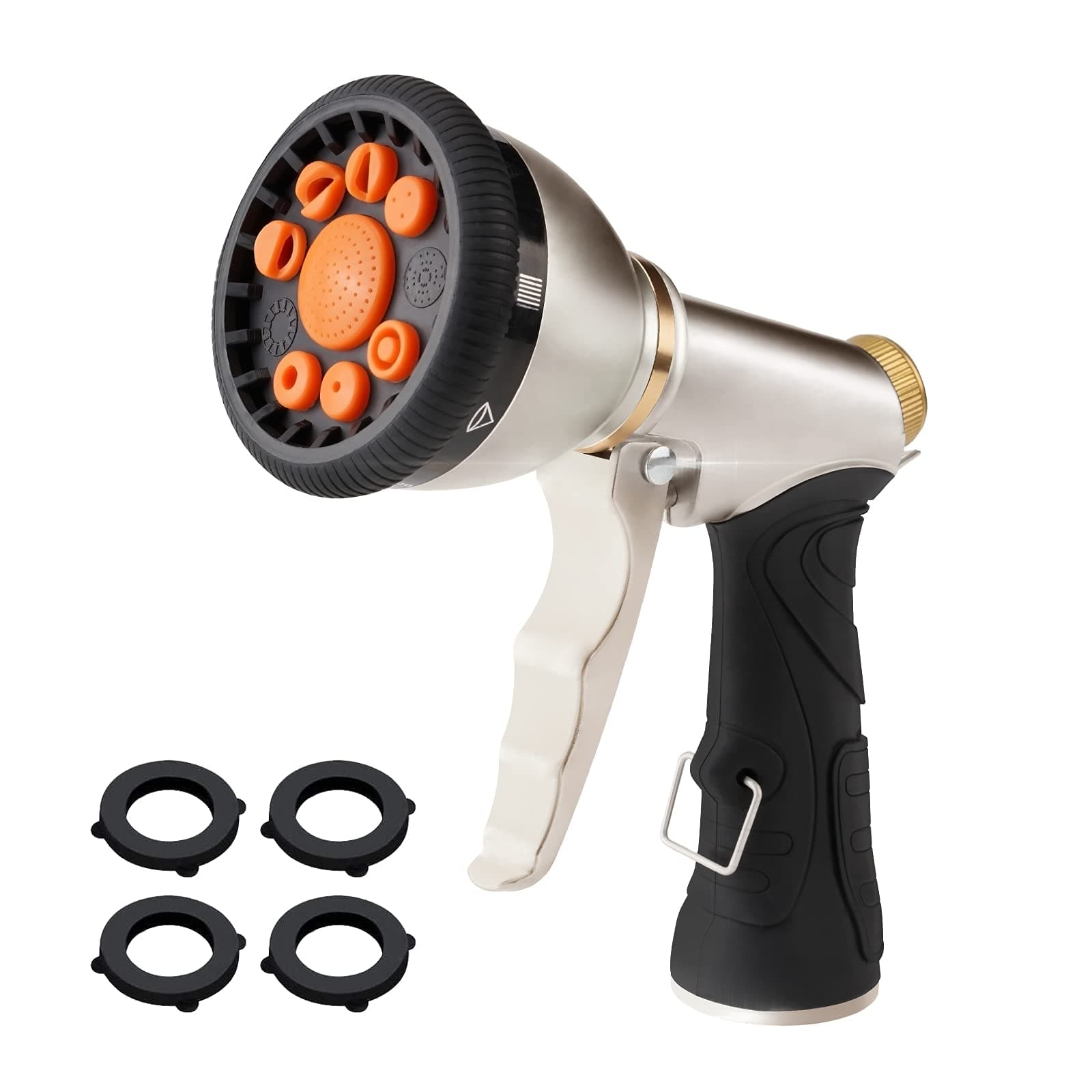 Polma Garden Hose Nozzle Hose Sprayer with 9 Adjustable Patterns Water Hose Nozzle, Heavy Duty High Pressure Hose Sprayer Nozzle for Watering Lawn and Garden, Car Washing, Showering Pets