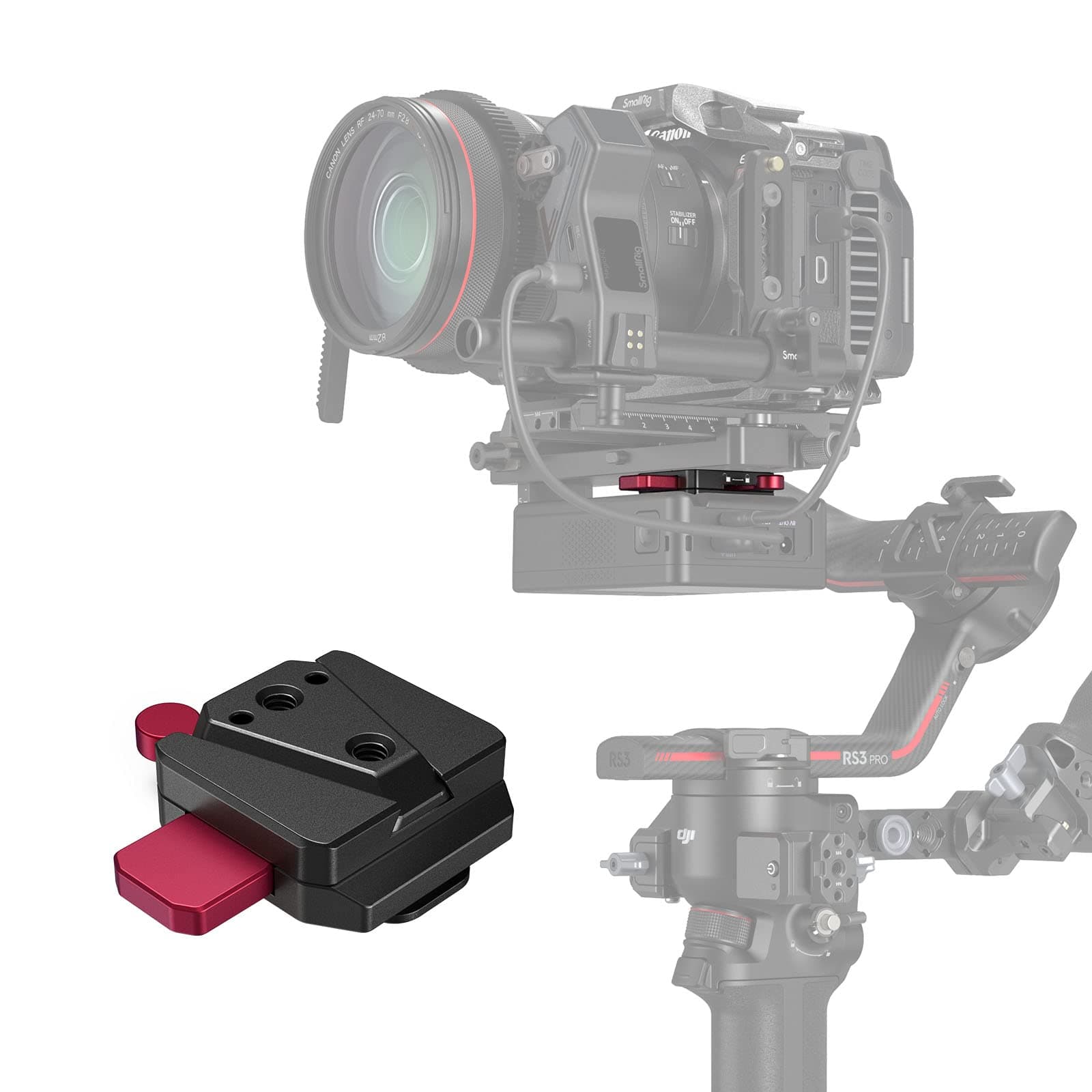 Mini V Mount Battery Plate for DJI RS 3 Pro/RS 2/RSC 2 Gimbals, With V-Lock, Cold Shoe & 1/4"-20 Threaded Holes for V Mount & NP-F Batteries - 4189