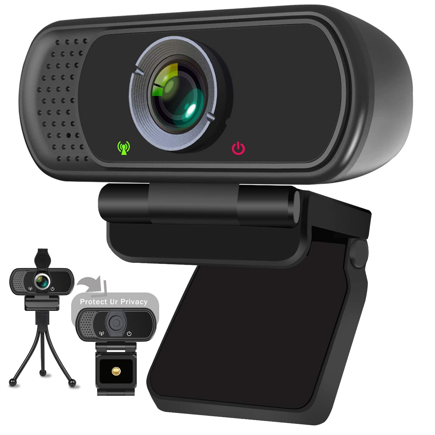 XPCAM Full HD 1080P Webcam with Privacy Shutter and Tripod, Pro Streaming Web Camera with Microphone, Widescreen USB Computer Camera for Laptop Desktop Mac