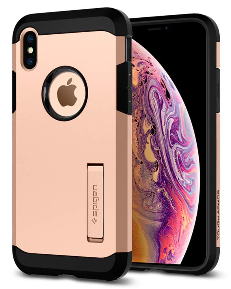 Spigen Tough Armor iPhone XS Case, iPhone X Case with Kickstand and Extreme Heavy Duty Protection and Air Cushion Technology for iPhone XS / iPhone X - Blush Gold - 5.8 inches