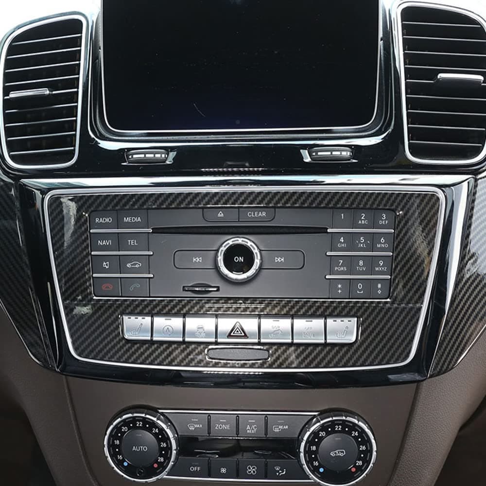 Carbon Fiber Look Voice Mode Panel Trim CD Panel Decoration Sticker Cover Frame for Mercedes Benz GLE43 AMG W166 GLS450 550 X166 GL350 X166 ML63 AMG 250 W166 2012-2019 Interior Accessory