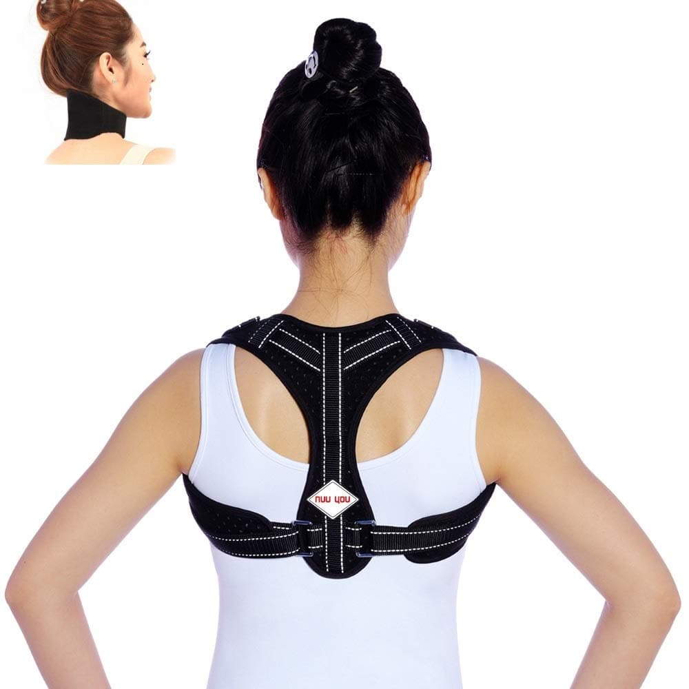 Posture corrector for women and men adjustable Support Back Shoulder Belt and neck brace heated Tourmaline Magnetic