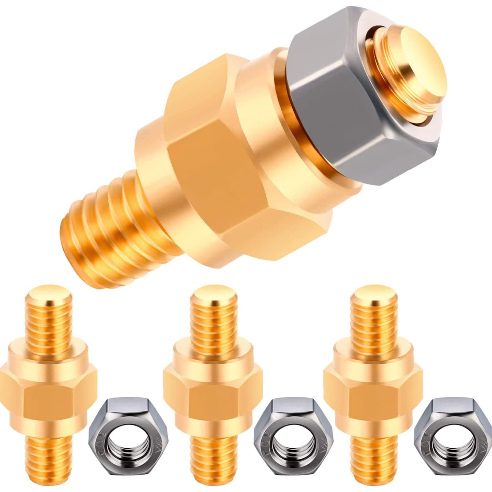 8 Pieces Side Post Battery Terminal 3/8 16 Brass Stud Bolts Silver, Gold