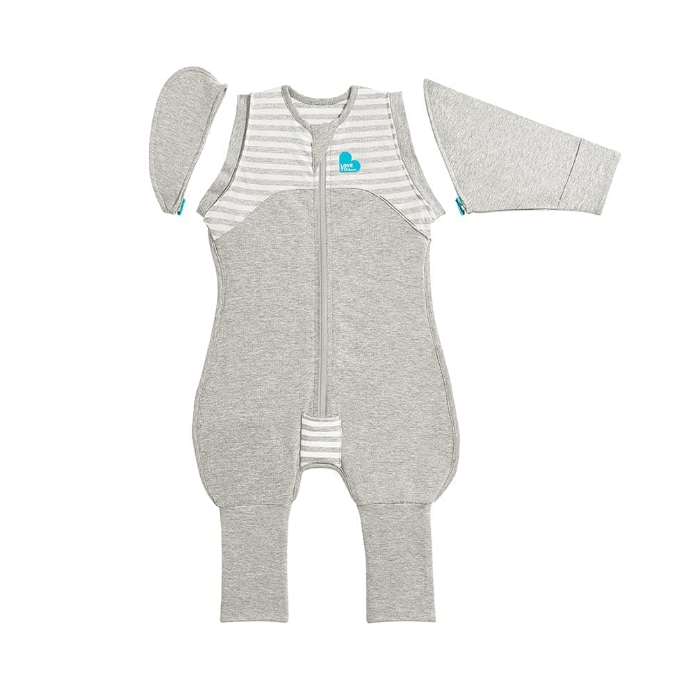 Swaddle UP™ Transition Suit, Medium 6-8.5 kg - Grey | Snug Fit with Zip-Off Wings | 1.0 Tog Ideal for Spring & Summer (20–24°C) | Machine Washable Bamboo & Double Zip