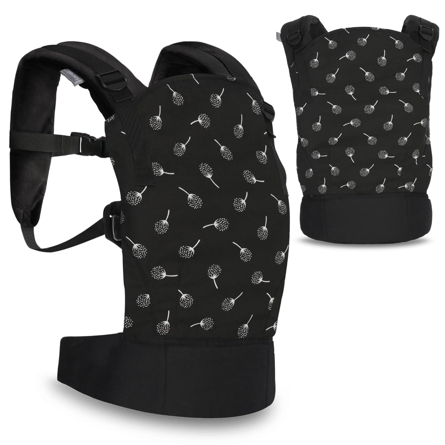 Lorelli Baby Carrier Wally with Head Support from 3 Months, Ergonomic Design, Lightweight, 100% Cotton, Ultra Soft, Adjustable Straps, Easy to Wear, Forward Facing, Face to Face, Black