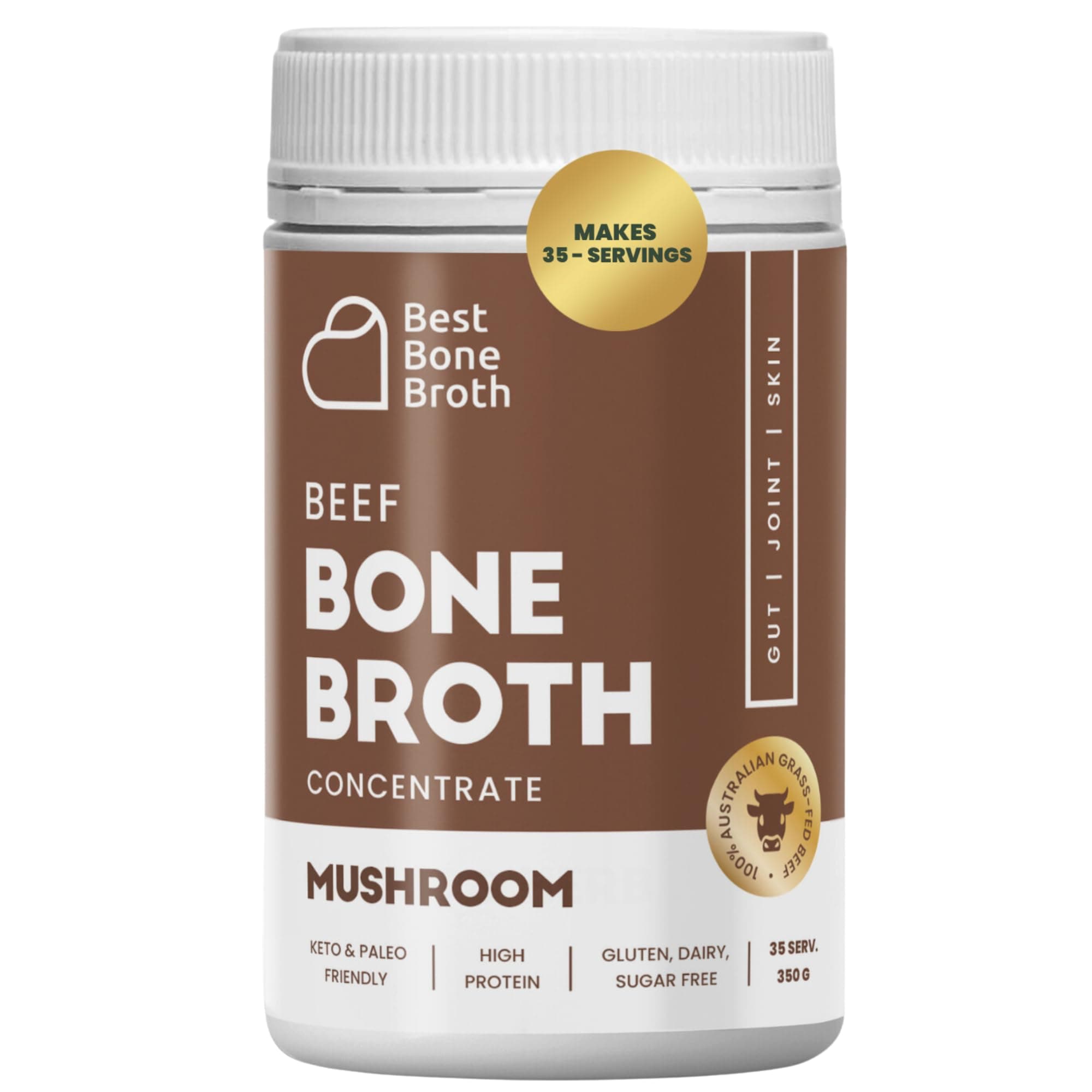 Beef Bone Broth Concentrate with Mushrooms | Help Improve Joints, Skin, & Gut | Liquid Collagen Amino Acids | Keto, High Protein, Gluten Free | Made from Grass-Fed Beef - 35 Servings / 8.7 liters