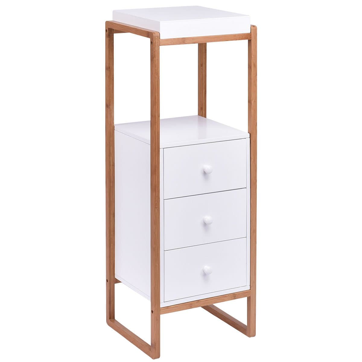 Side End Table Wooden Rack 3 Drawers Accent Table Storage Night Stand Display New White