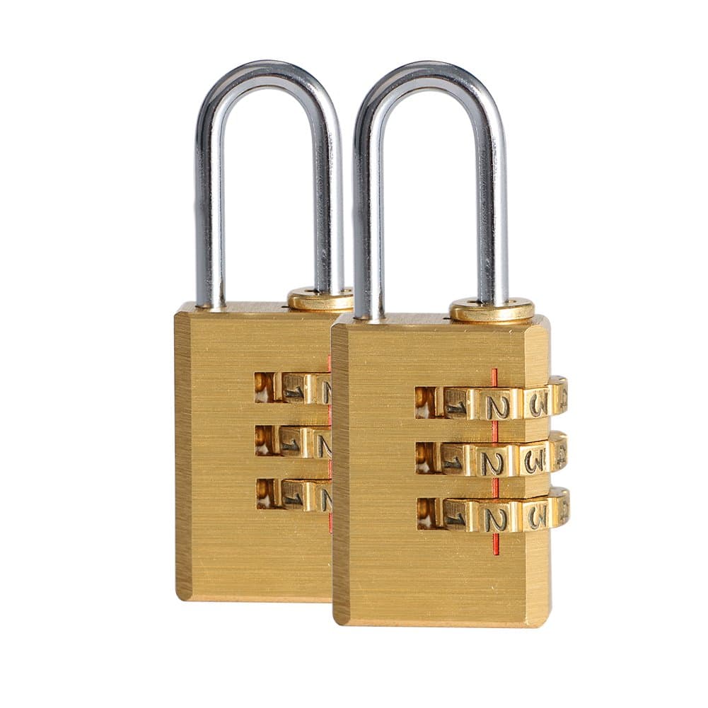 2PCS Brass Resettable Combination Padlock, Suitcase Luggage Backpack Baggage Locker Coded Lock Password Padlock 3-Digit Lock (2pcs)