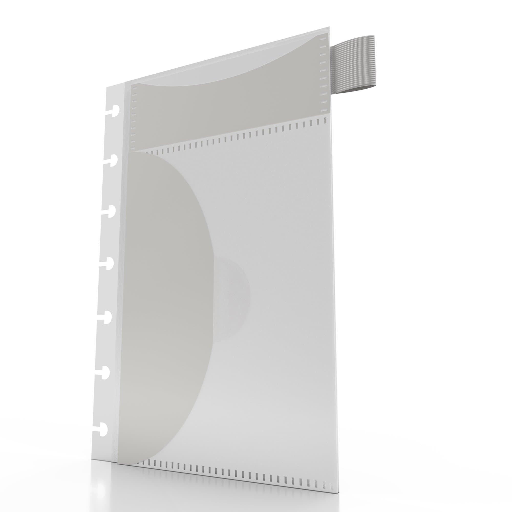 Discagenda Instant Attach Hook and Loop Dashboard with Pen Loop, Card Holders, Envelope and Hook with Adhesive Backing for Customization, for Discbound Planner (Light Gray, Mini HP (4.6x7in))