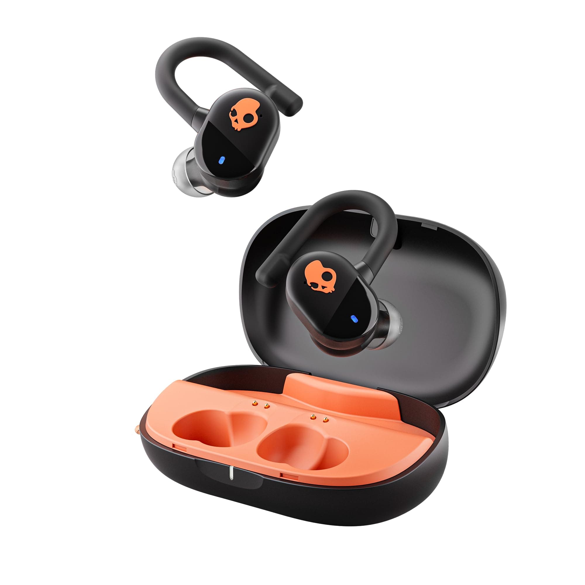 Push Play Active in-Ear Wireless Earbuds, 34 Hr Battery, Stay-Aware Mode, Microphone, Works with iPhone Android and Bluetooth Devices - True Black/Orange