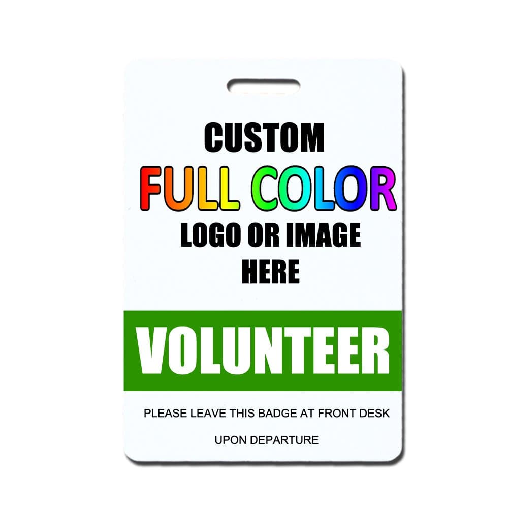 Custom Logo Volunteer Badges, Green 100 Count
