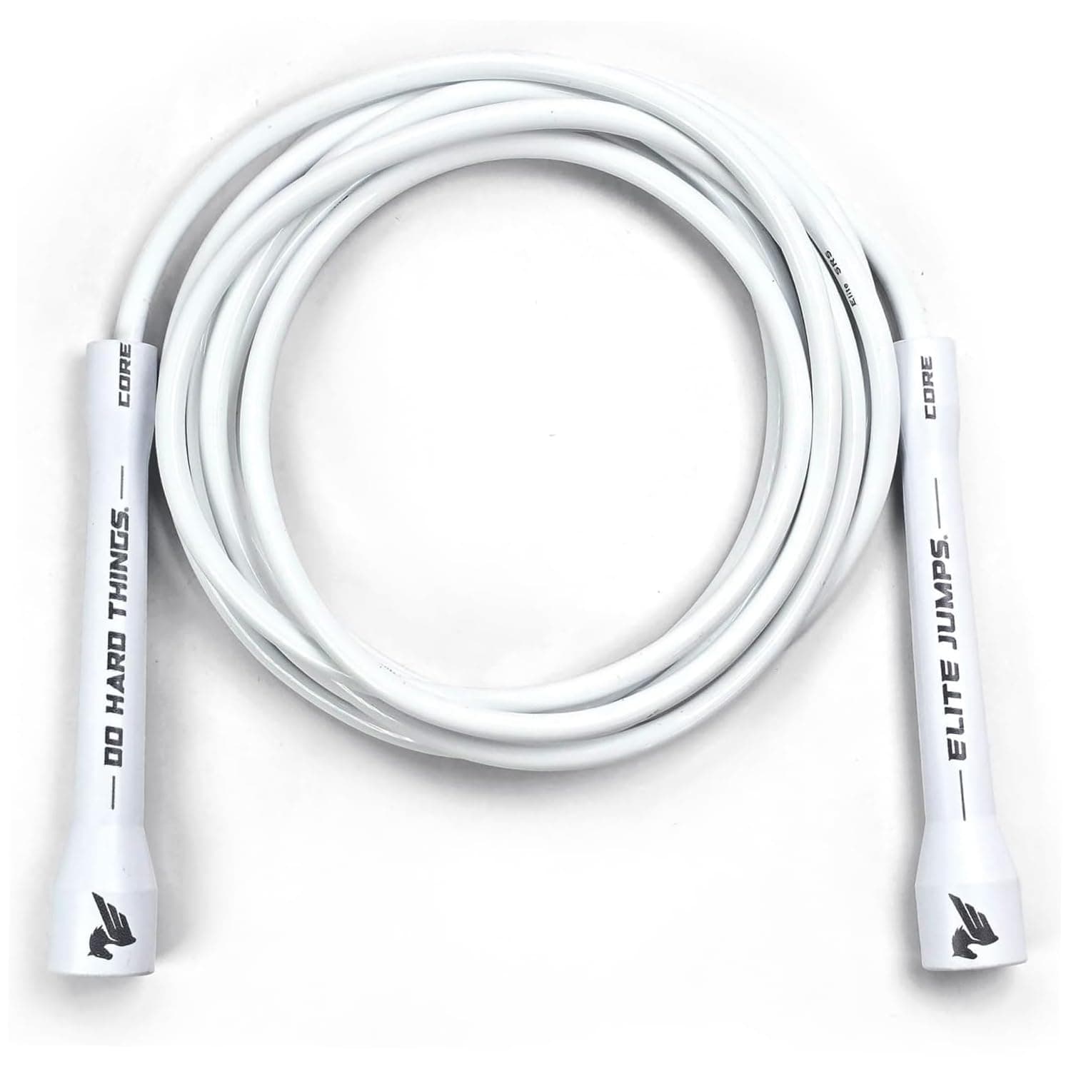 Do Hard Things 6mm PVC Jump Ropes for Exercise-Adjustable, Indoor/Outdoor with Unbreakable Handles and Ultra-Strong PVC,White Handles