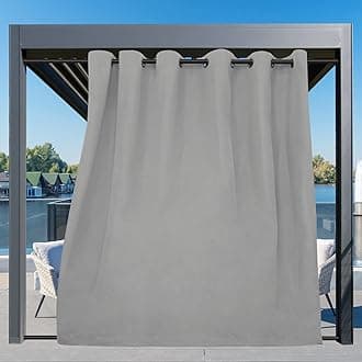 Easy-Going Outdoor Curtains Waterproof Windproof Weatherproof Curtain for Patio, Cabana, Porch, Pergola and Gazebo, Grommet Top and Tab Bottom Drape, 1panel, 110x108 inch, Light Grey