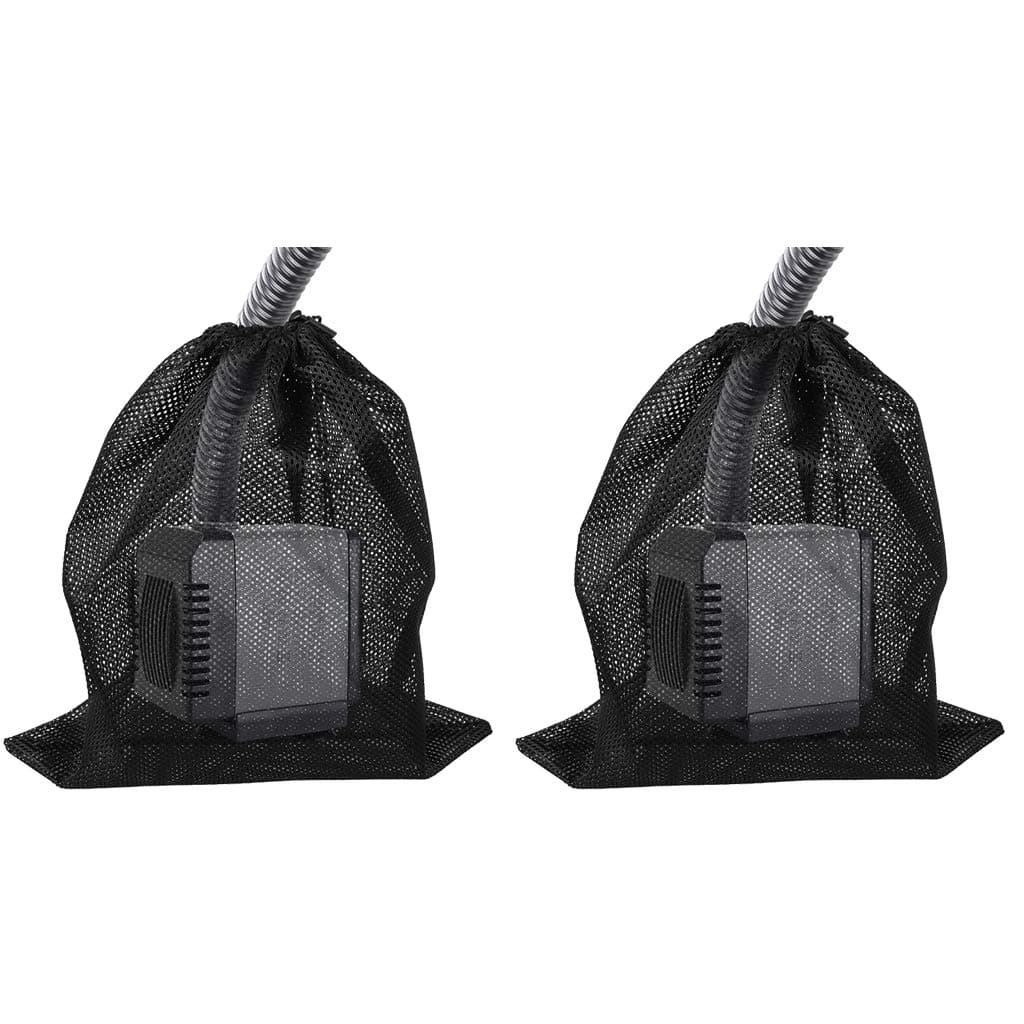 EQINI 2 Pack Pump Barrier Bag, 12.2"*15.9" with Drawstring Pond Mesh Pump Filter Bag for Pond biofilters Aquarium Filtration and Outdoor Swimming Pool Black Media Bags