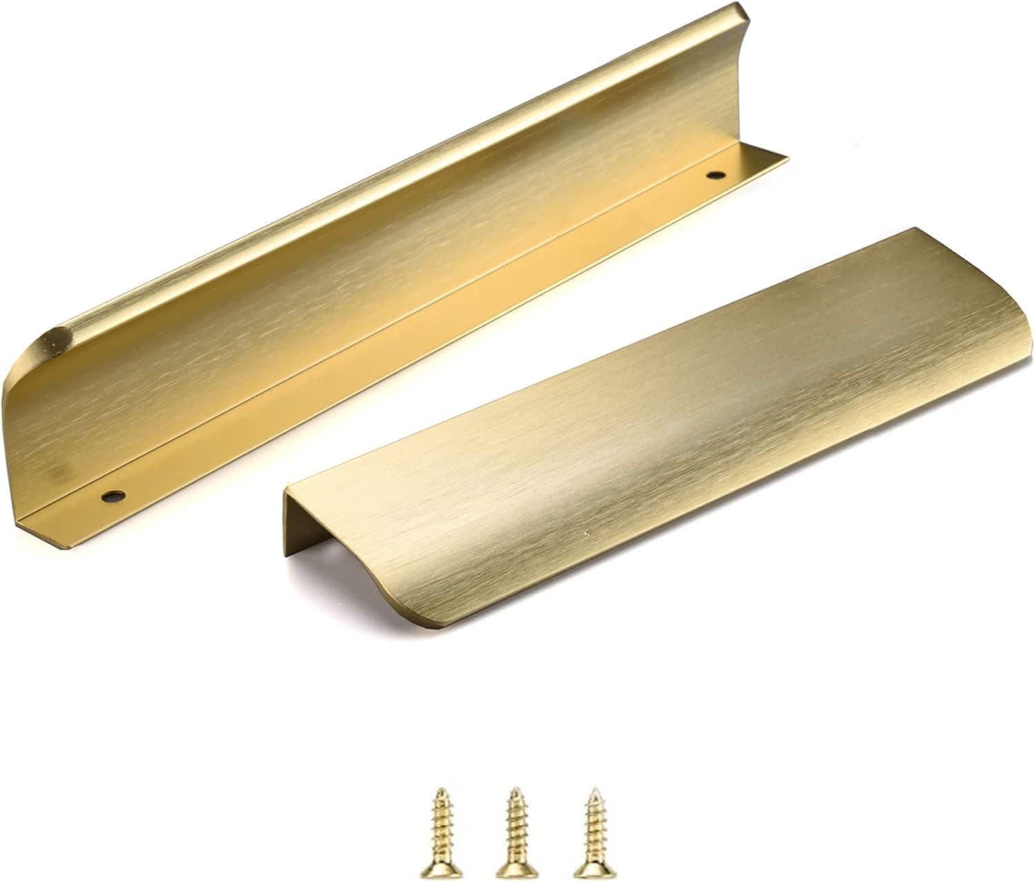 Satanga Edge Finger Tab pulls for Cabinets Kitchen Invisible Hardware Concealed Aluminum Flat Hidden Bar Pull Drawer Handles Pack of 5 Easy to Install 7.87inch 200mm Overall Length Brushed Brass