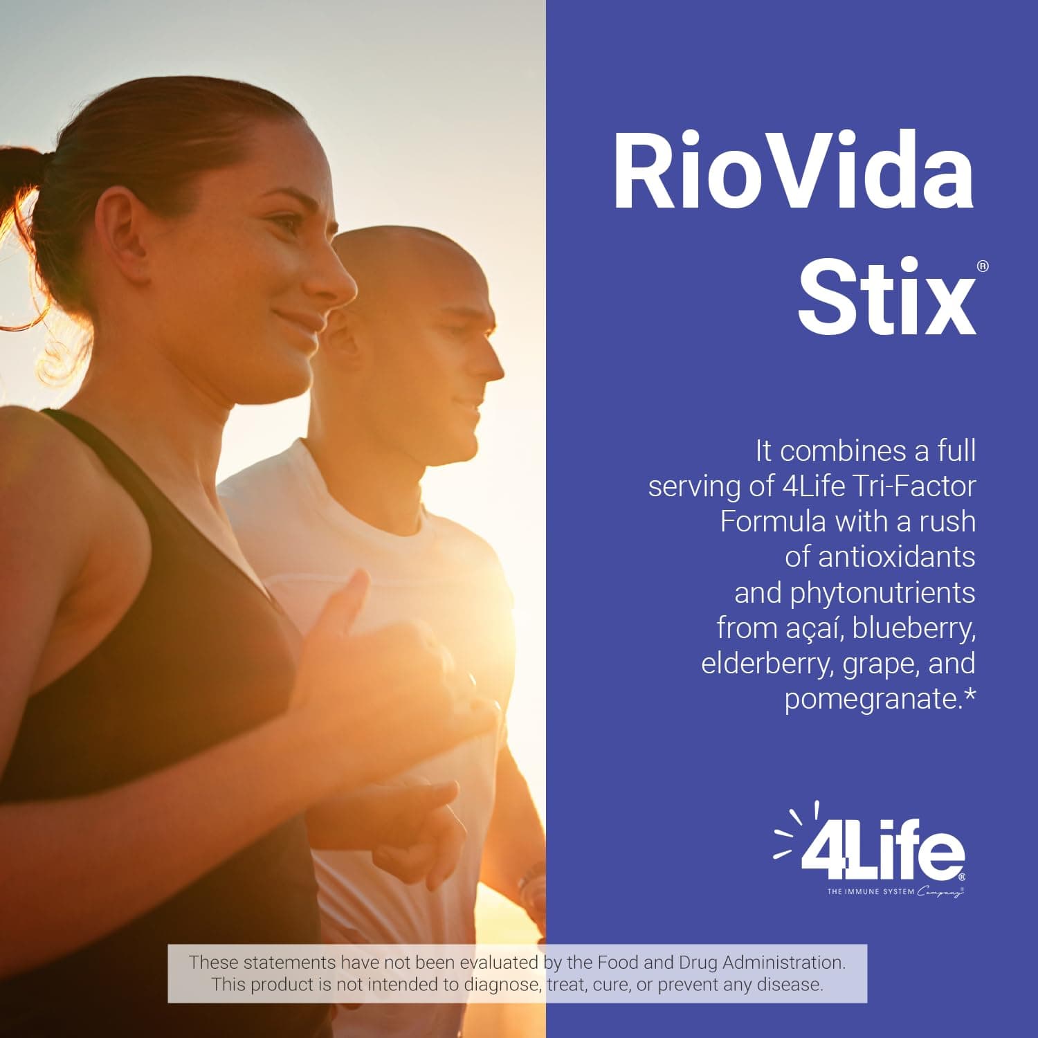 4Life Transfer Factor RioVida Stix Tri-Factor Formula, Supports Immune System with Elderberry, Blueberry, Pomegranate and Acai - 15 Packets