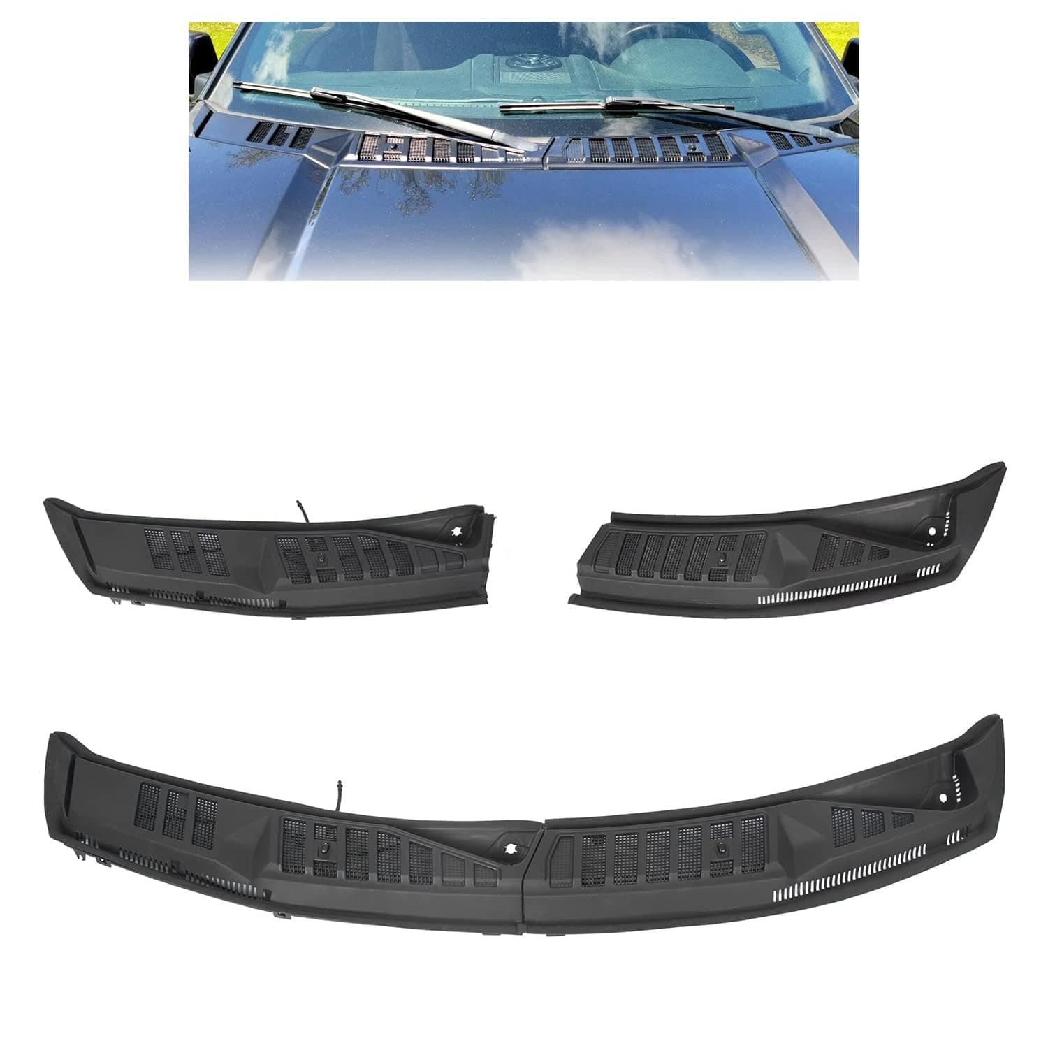 KUAFU Windshield Wiper Cowl Cover Panel Compatible with 2015-2020 Ford F150 Replacement for FL3Z15022A69B Left & Right Front Windshield Wiper Cowl Grille Insert Panel