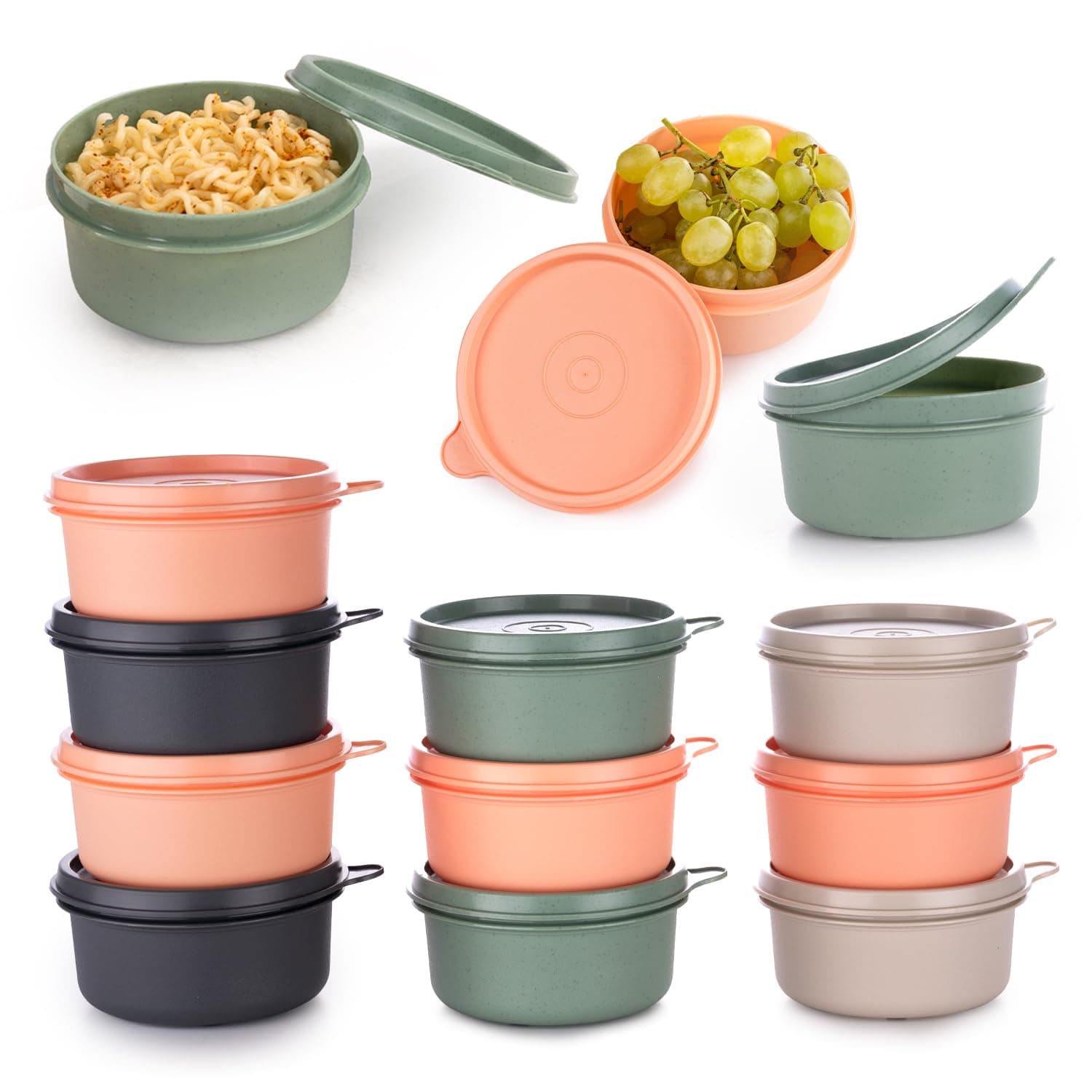 EYNEL 280 ml Small Round Food Storage Containers with Lids Set of 8, Airtight Leakproof Reusable, Plastic To Go Bento Box, Mini Lunch Box, Snack Storage Bowl, for Kitchen, Picnic