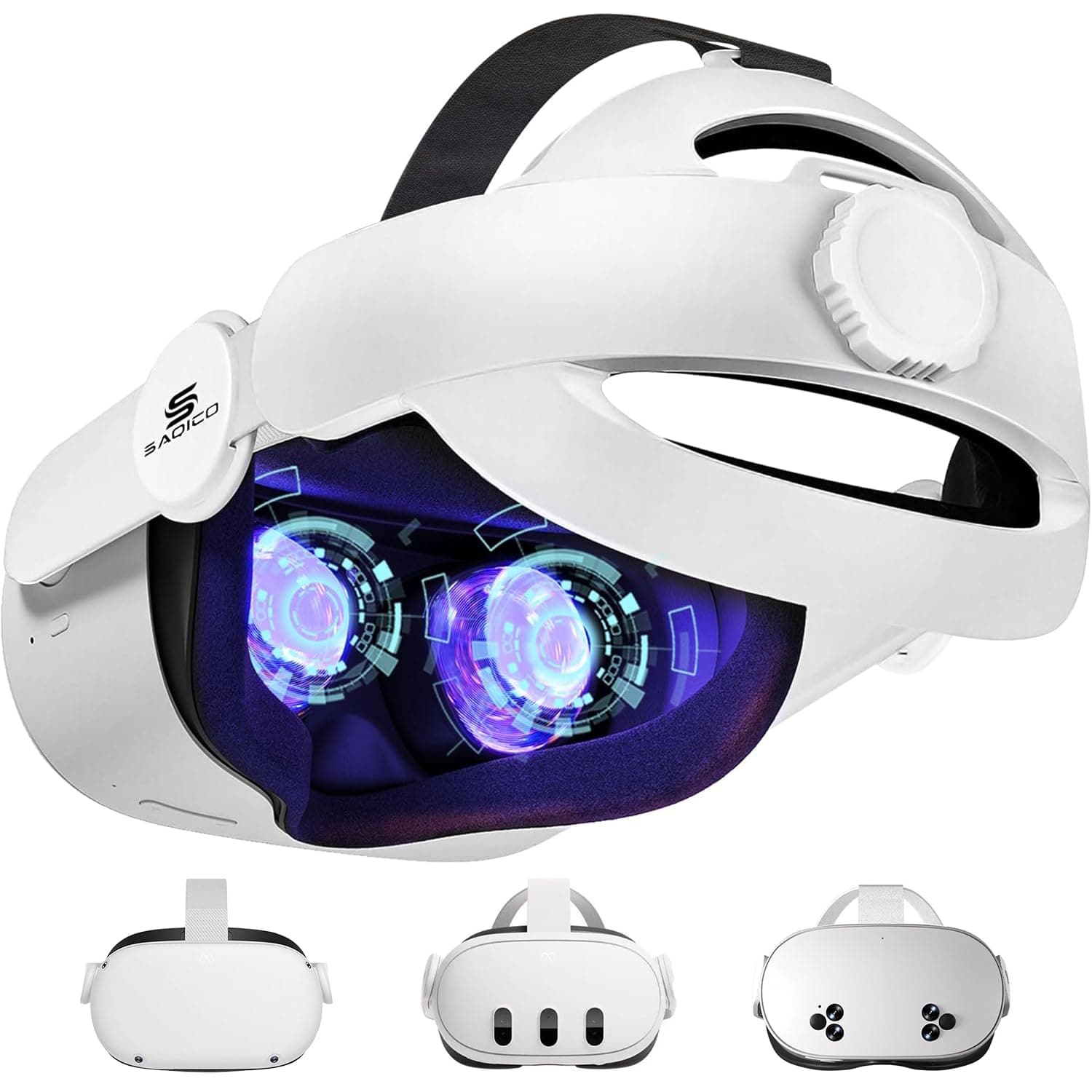 Head Strap for Oculus Quest 2, 3-in-1 Adjustable Halo Headband, Replacement for Elite Strap, Enhanced Comfort and Gaming Immersion VR Accessories Compatible with Oculus/Meta Quest 2