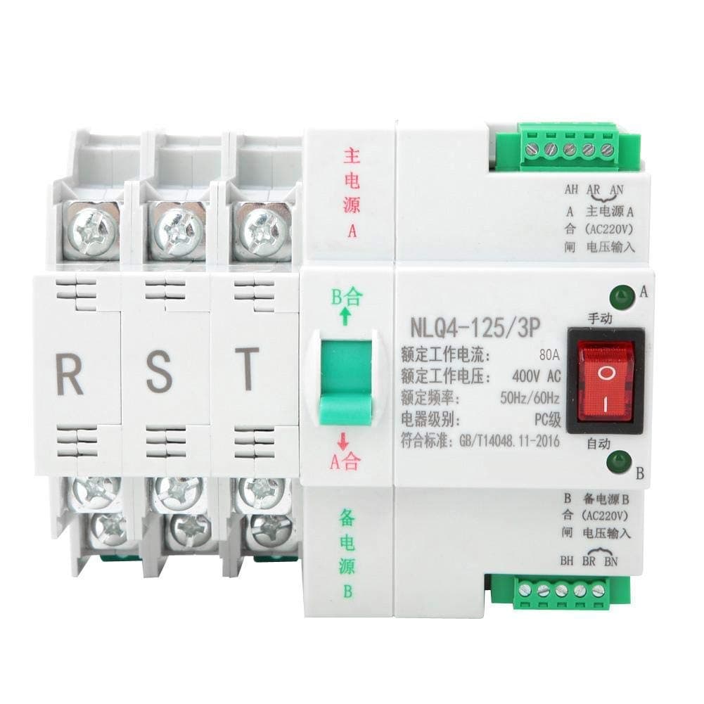 Automatic Transfer Switch,Dual Power Automatic Transfer Switch Dual Power Automatic Transfer Switch, AC 400V 3P 63/80/100ATransfer Toggle Switch for Generators