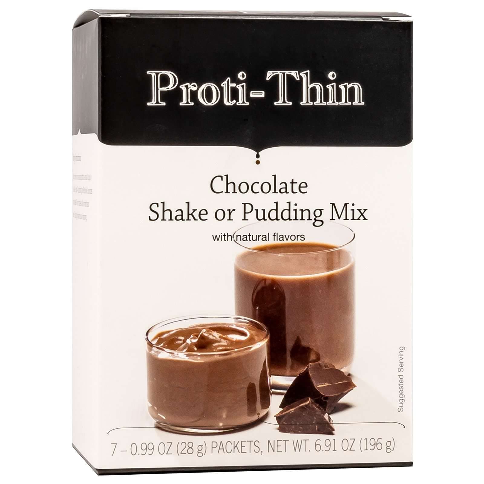 Proti-Thin High Protein Creamy Chocolate Pudding/Shake Mix, 15g Protein, Low Calorie, Low Carb, Low Fat, Low Sugar, Gluten Free, Aspartame Free, KETO Friendly, Ideal Protein Compatible, 7 Serving Box